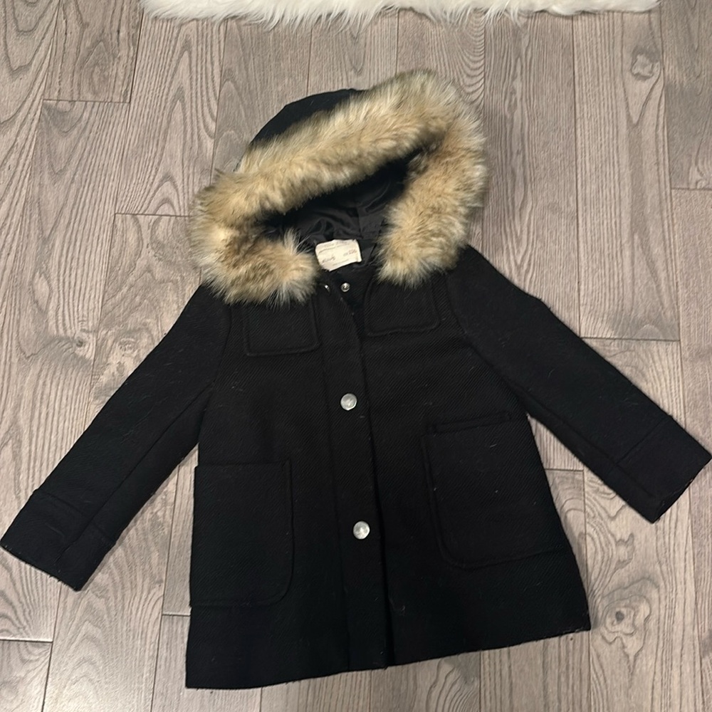 Girls Zara Black Wool Peacoat size 5 cm 110